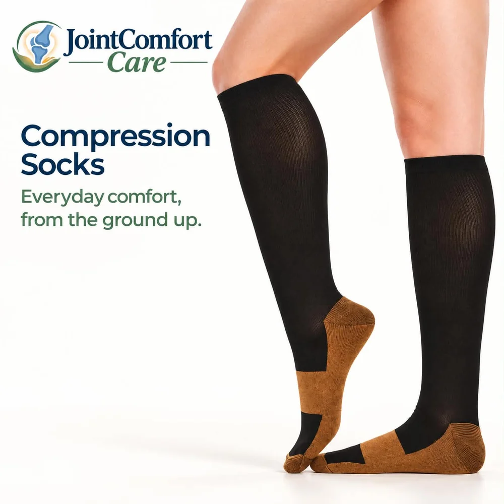 Black copper compression socks